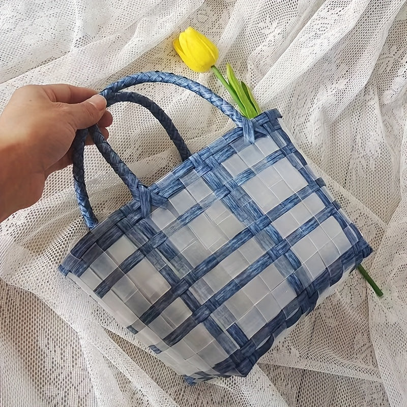 Striped PVC Handbag Large Tote Bag