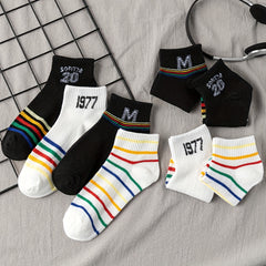 Rainbow Striped Crew Socks Women's Stockings