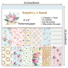 12pcs Floral Geometric Scrapbooking Paper DIY Background Craft M