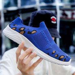 Leopard Graphic Knitting Sock Shoes Slip On Casual Walking Shoes