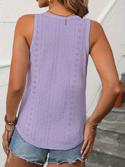  Eyelet Embroidery V Neck Tank Top