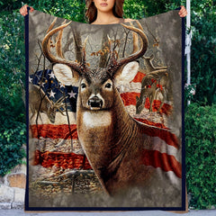 Deer Pattern Blanket Warm Flannel Throw Bed & Couch