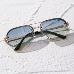 Top Bar Aviator Sunglasses Gradient Metal UV400
