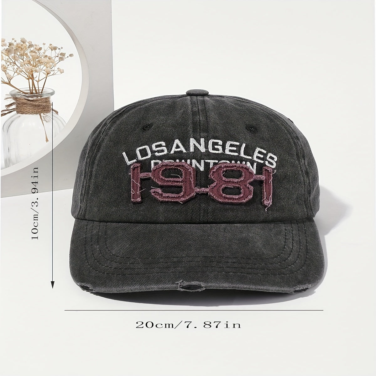 1981 Embroidery Ripped Baseball Cap Washed Distressed Cotton Dad Hats Unisex