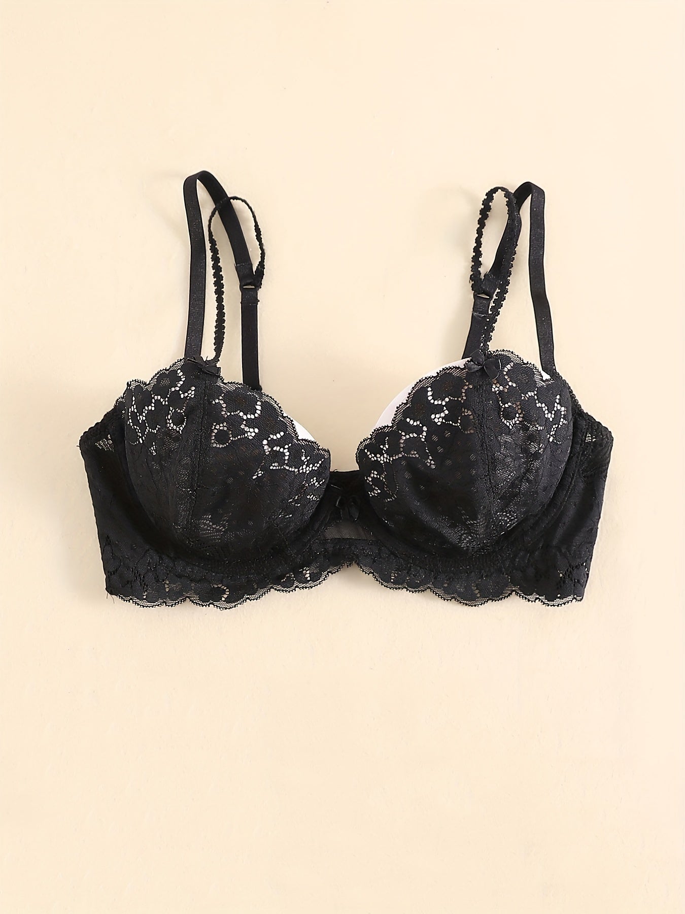 Floral Lace Unlined Bra Romantic Hollow Out Stretch Bra Women's Lingerie