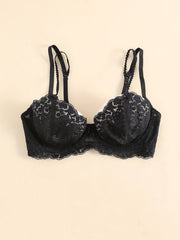 Floral Lace Unlined Bra Romantic Hollow Out Stretch Bra Women's Lingerie