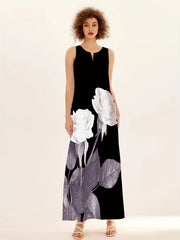 Floral Print Maxi Dress Sleeveless Casual Dress For Summer & Spring