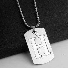 Men's Letter Pendant Necklace Stainless Steel Punk Chain A N