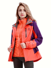 Women's 3-in-1 Ski Jacket Waterproof Thermal Hooded Winter Jacket