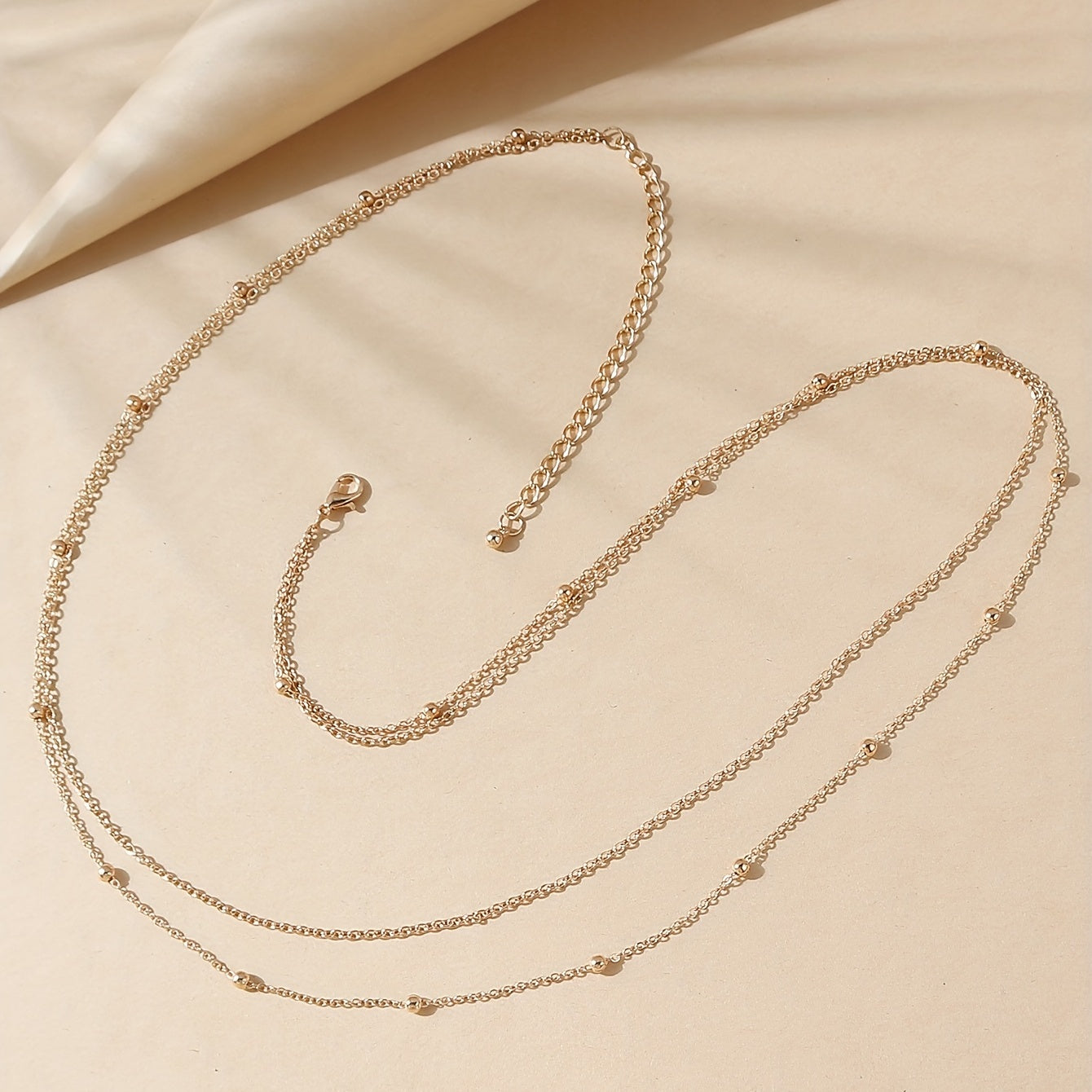 Layered Belly Body Chain Metal Bead Waist Chain Summer Beach Jewelry