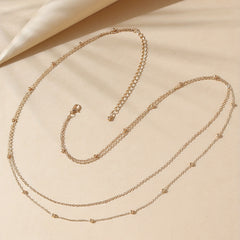 Layered Belly Body Chain Metal Bead Waist Chain Summer Beach Jewelry
