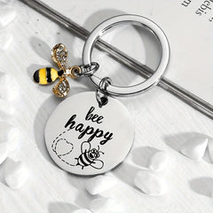 Bee Happy Keychain Inspiring Gift for Loved Ones