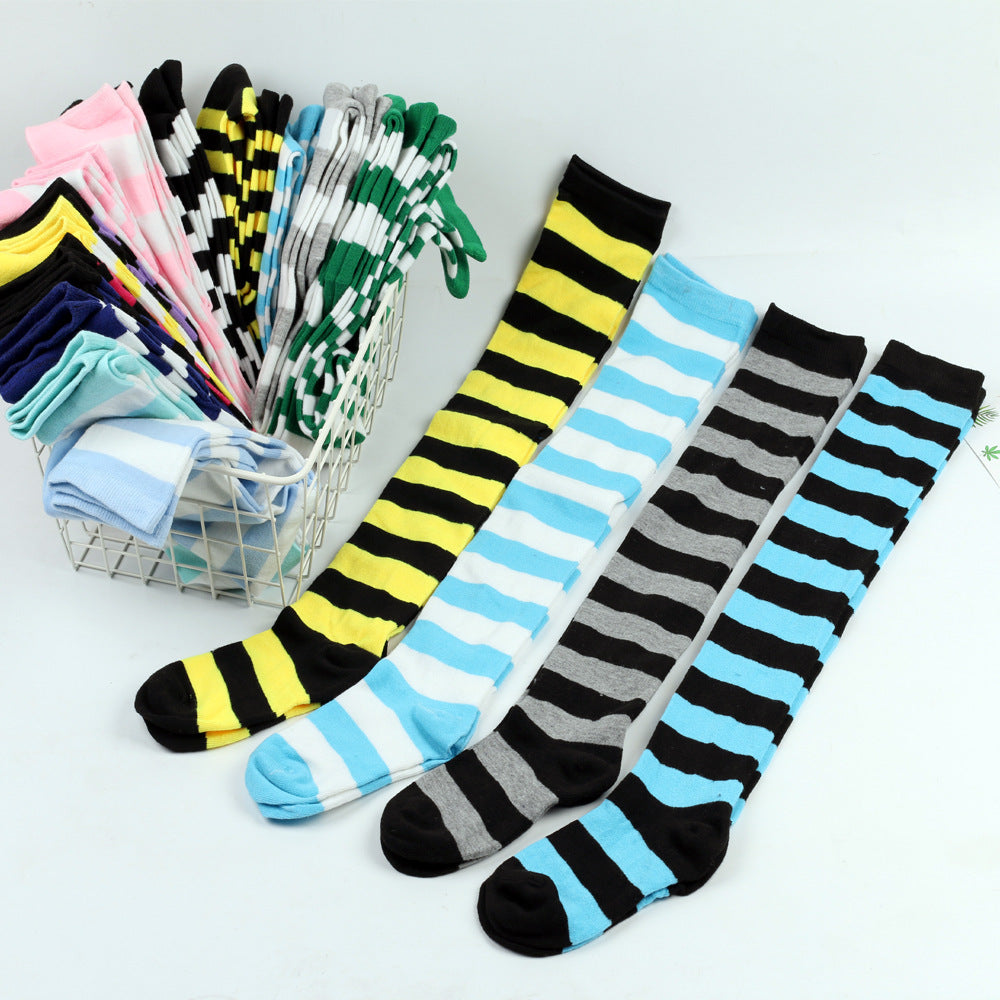 Striped Thigh High Socks Cosplay Over The Knee Stockings