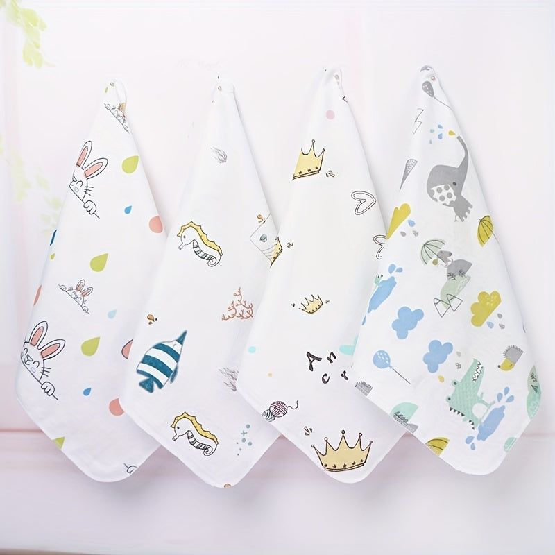 Random Double Layer Printed Fabric Yarn Handkerchief Washcloth Feeding Towel Bib