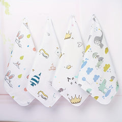 Random Double Layer Printed Fabric Yarn Handkerchief Washcloth Feeding Towel Bib
