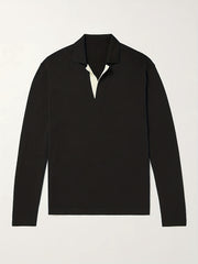 Men's V Neck Polo Collar Pullover Sweater