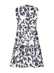  Casual Tank Dress Women's Plus Allover Print Mini Smock Dress