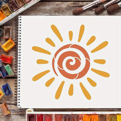 Plastic Reusable Stencil Template: Square Sun Pattern Scrapbook