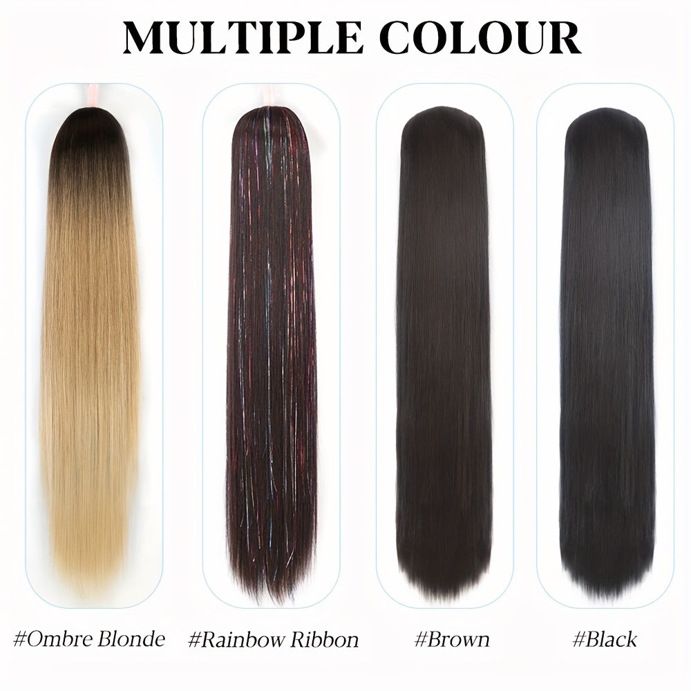 76 2 Cm Ombre Blonde Straight Ponytail Extensions Drawstring Hair Piece