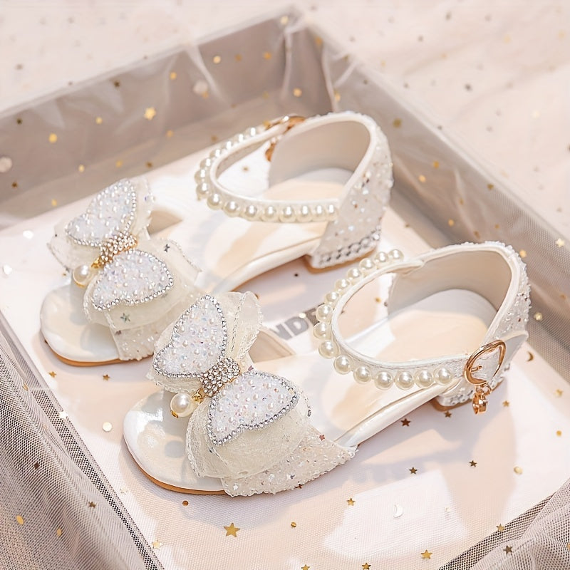Bowknot High Heel Shoes For Girls Lightweight Non Slip Soft Bottom Dancing Shoes