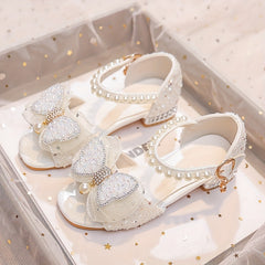 Bowknot High Heel Shoes For Girls Lightweight Non Slip Soft Bottom Dancing Shoes