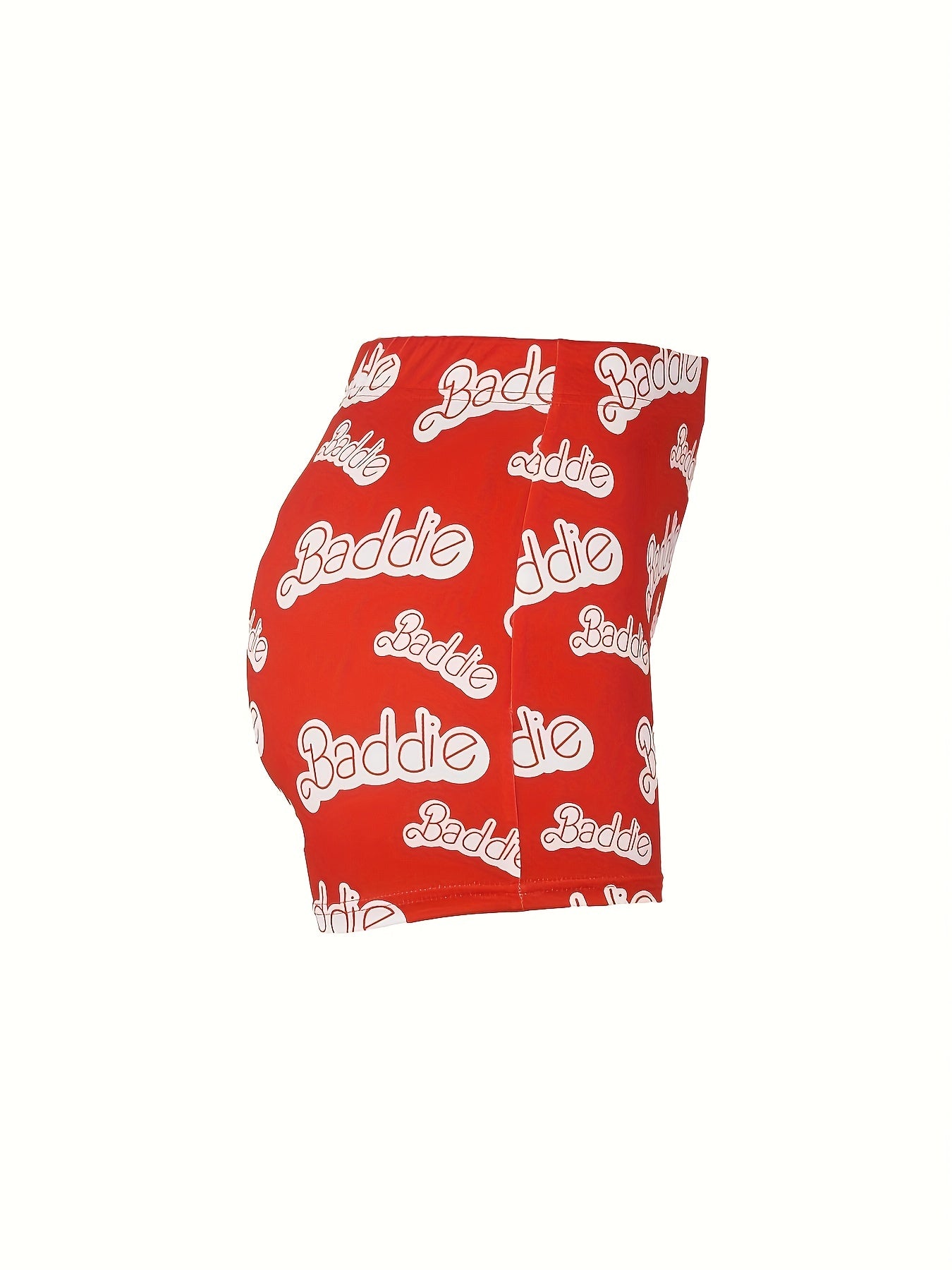 Art Letter Print High Rise Stretch Shorts
