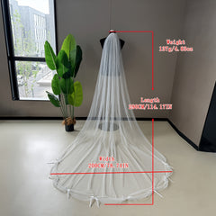 V-Shaped Bridal Veil with Ruffled Edges & Tulle Overlay