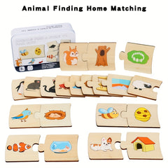 Wooden Shape & Animal Matching Puzzle Toy for Preschool Cognitive Development