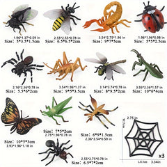 15-Piece Insect & Animal Figurine Set: Butterfly, Mantis, Spider, Bee, Scorpion