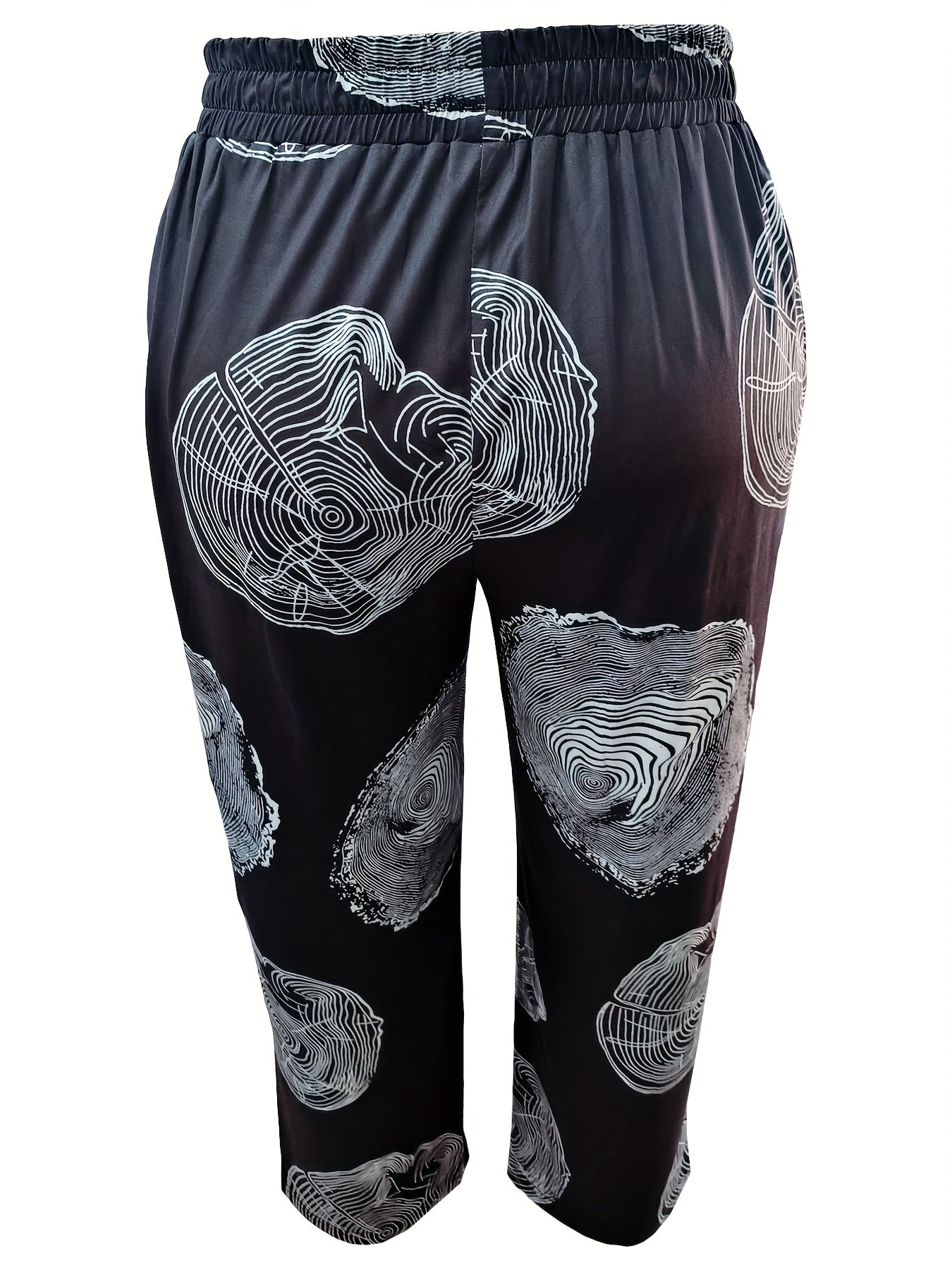  Growth Rings Print Tapered Leg Crop Pants