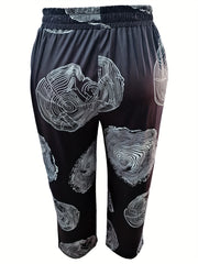  Growth Rings Print Tapered Leg Crop Pants
