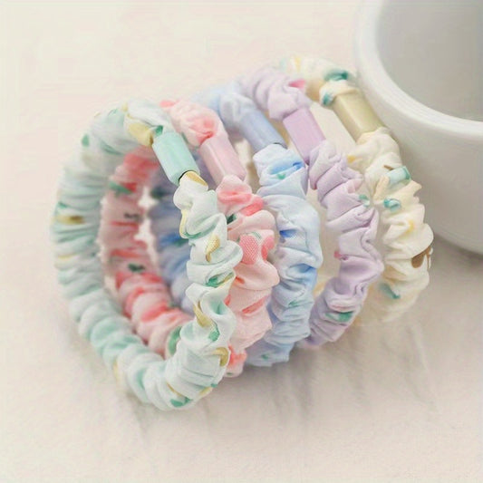 5pcs Fruit Print Scrunchies Hair Rope Ponytail Holder Hair Tie Hair Accessories