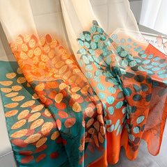Leaves Printed Lightweight Scarf for Sunscreen