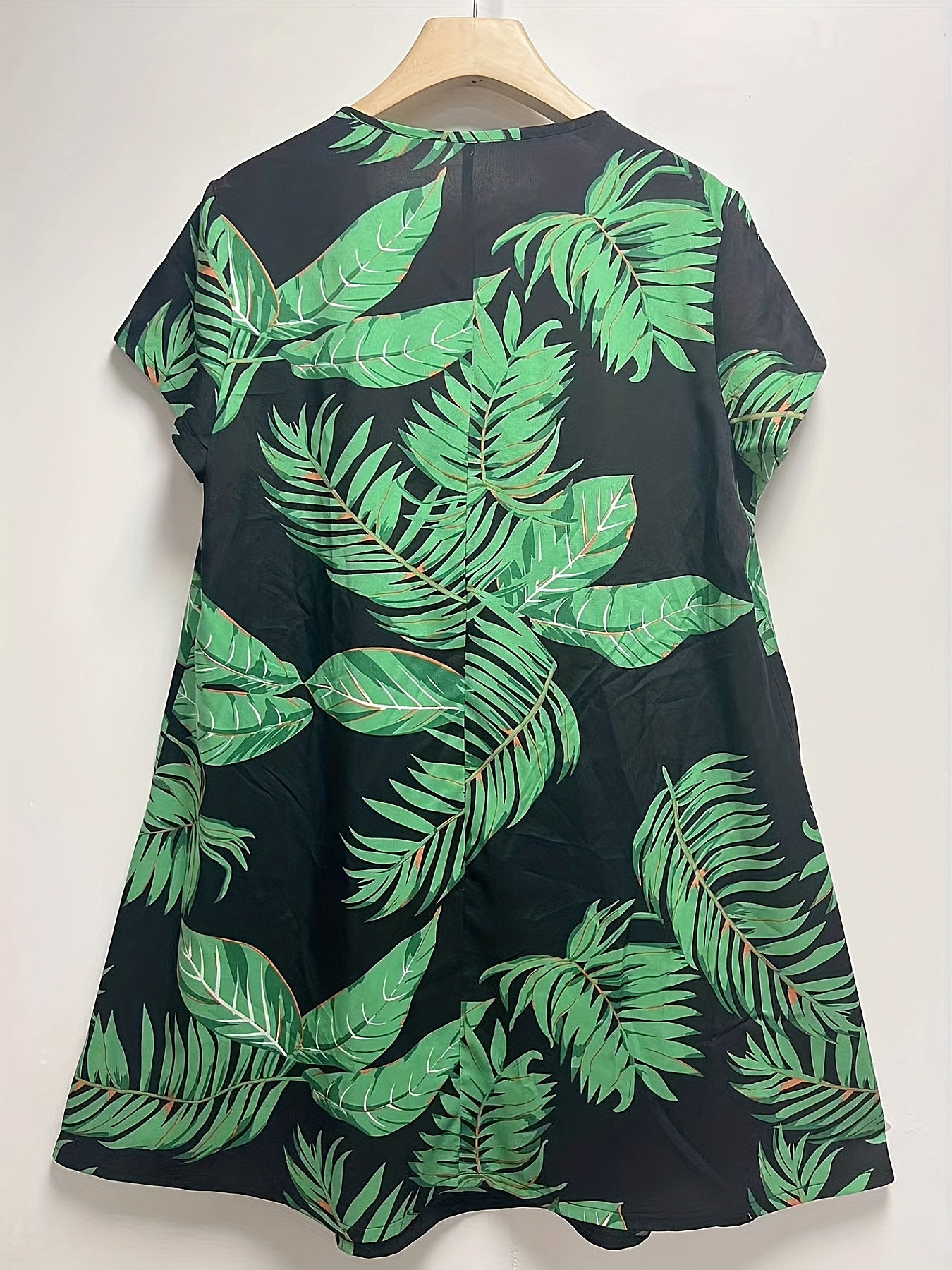  Tropical Print V Neck Mini Dress