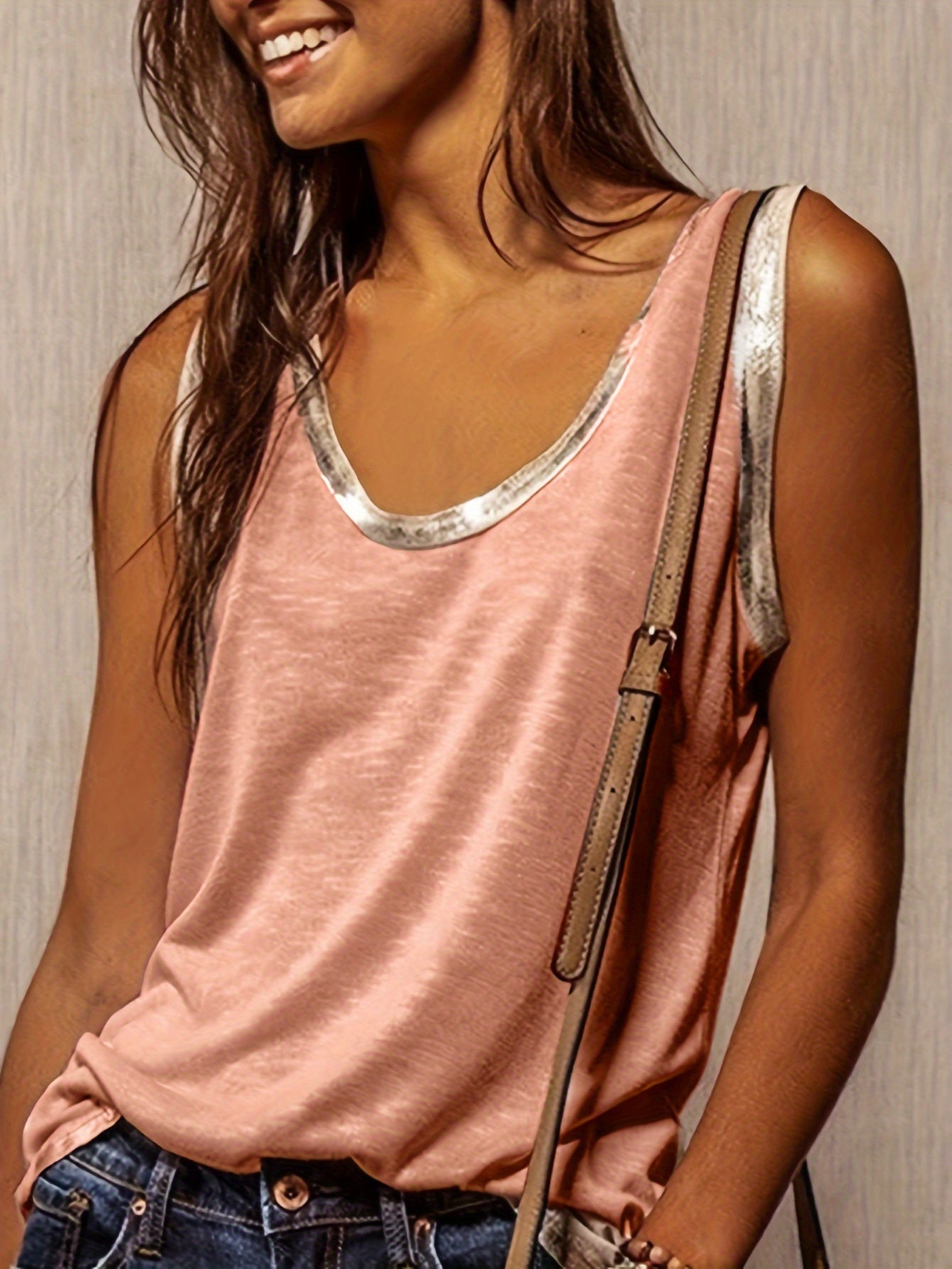  Solid V Neck Tank Top