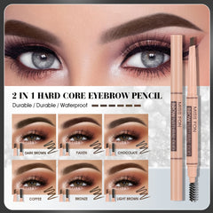 2 In 1 Double Headed Brow Pencil Dark Brown Gray Waterproof Smudgeproof