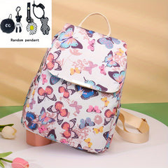 Butterfly Print Waterproof Backpack Lightweight Oxford School Bag