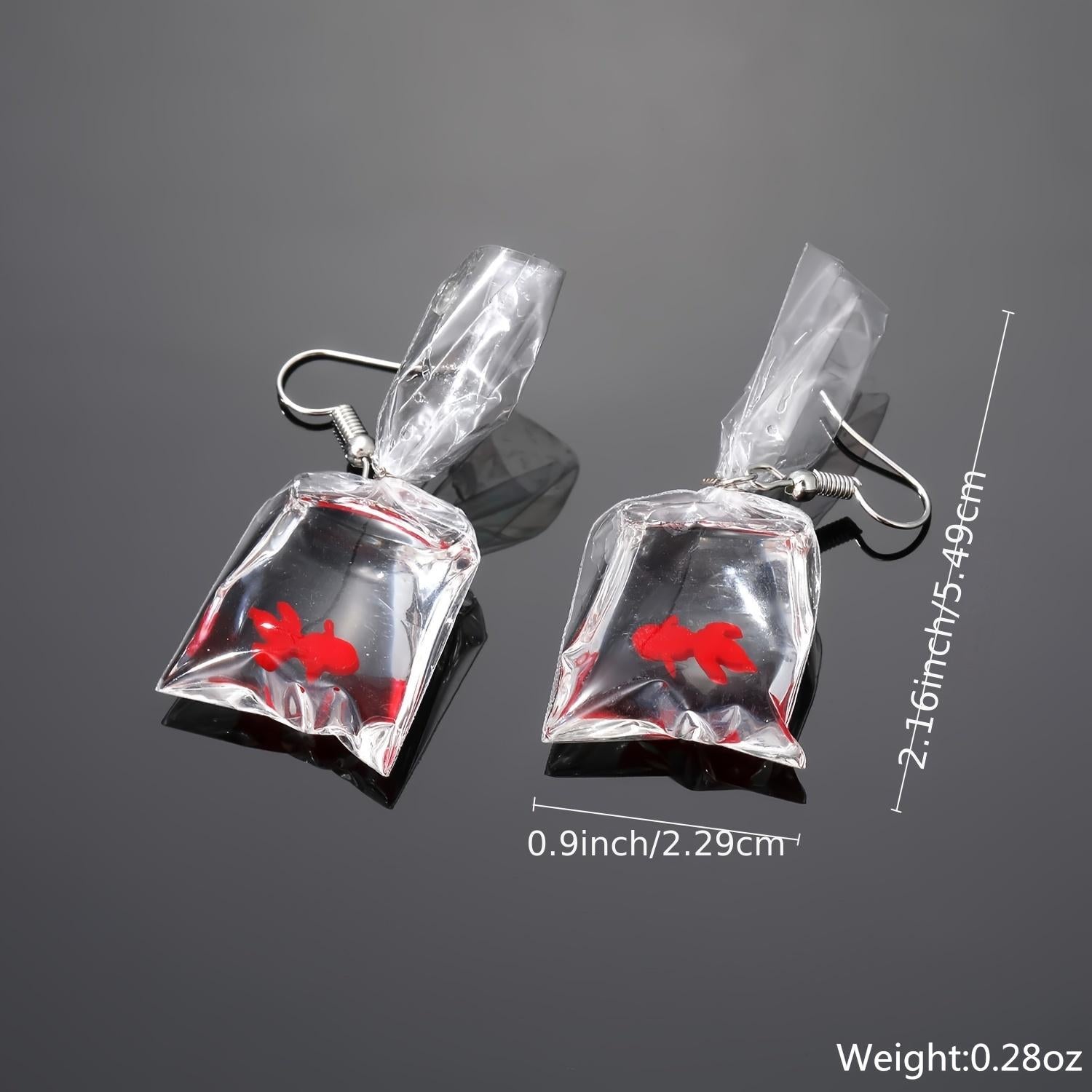 Goldfish Water Bag Drop Earrings Ocean Animal Pendant