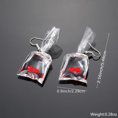 Goldfish Water Bag Drop Earrings Ocean Animal Pendant