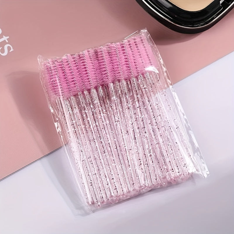 50pcs Crystal Eyelash Brush Mascara Wands Applicator Eyebrow Wands