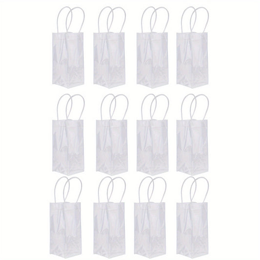 12pcs PVC Wine Bags Ice Wine Pouch With Handle