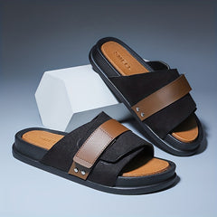 Men's Dull Polished Slip On Outdoor Slides Summer Slippers