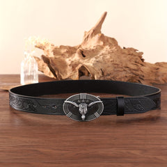 Bull Head Buckle Western Cowboy Retro Belt Business PU Leather