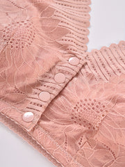 Floral Lace Wireless Bras Button Front Intimates