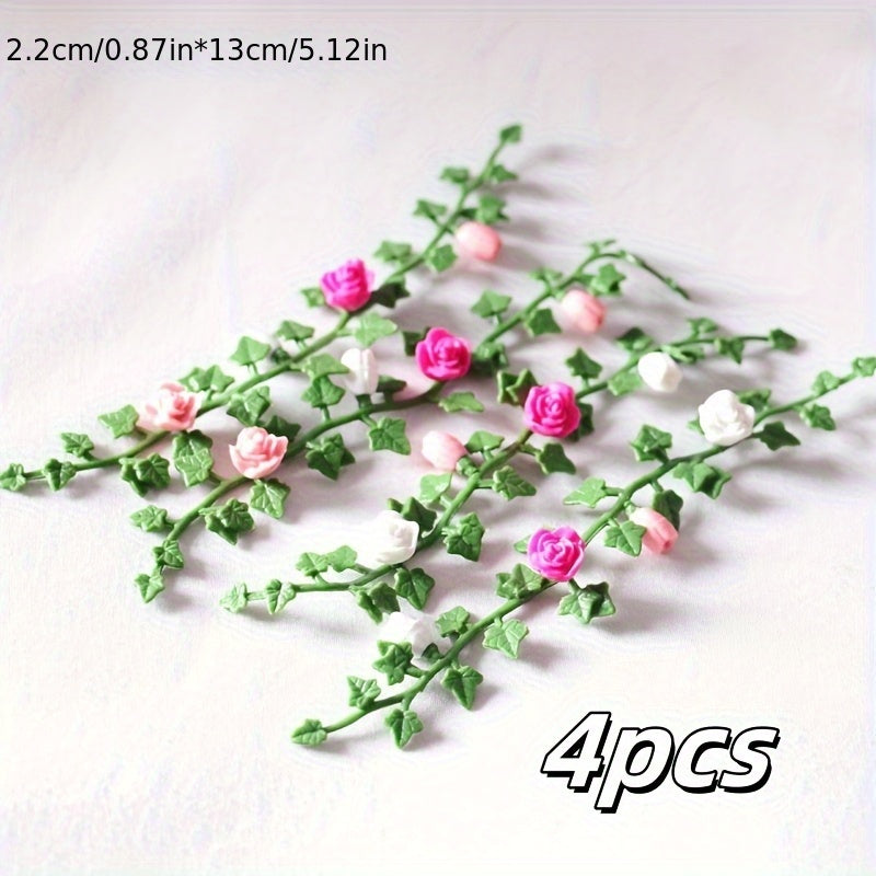 4pcs Simulation Flower Vine Garden Decoration Model Accessories