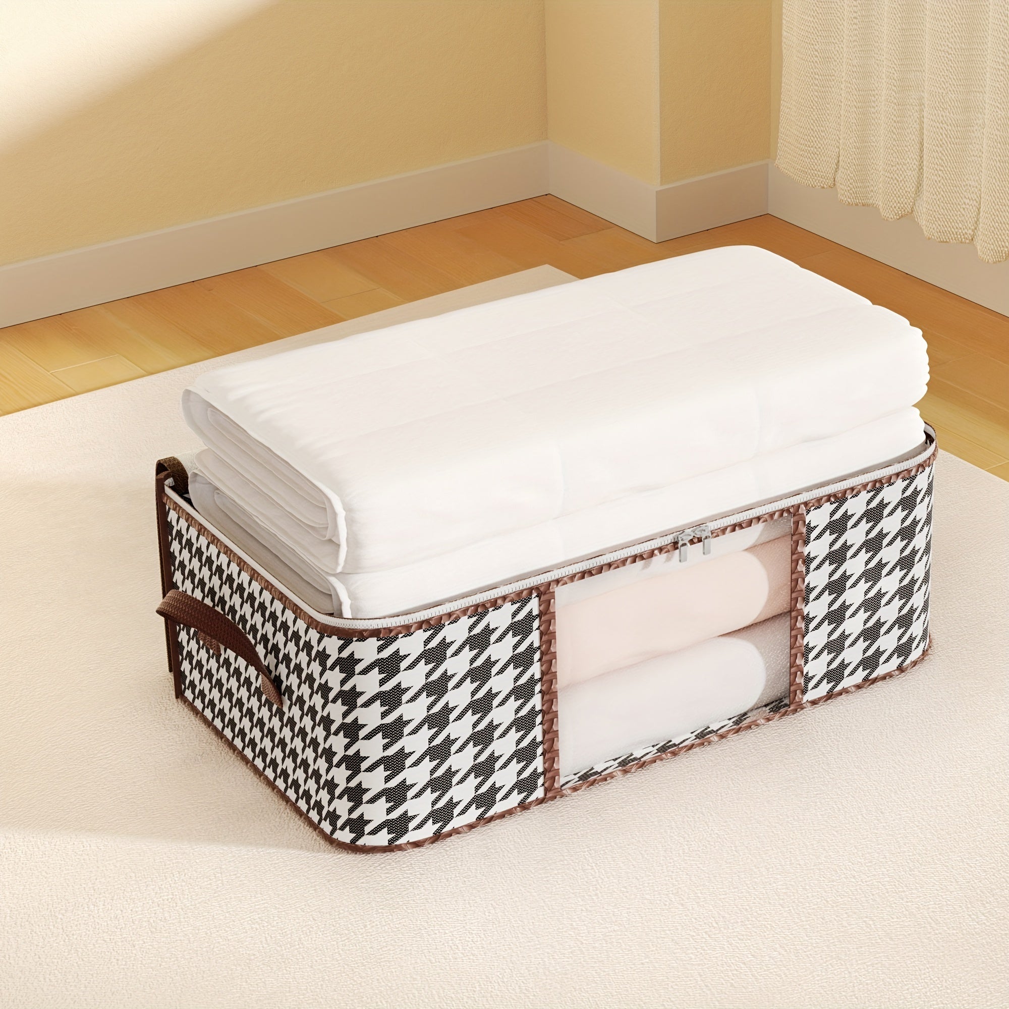 1pc 50 75L Houndstooth Blanket Storage Bags - Large Organizers