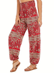  Geometric Print Harem Trousers