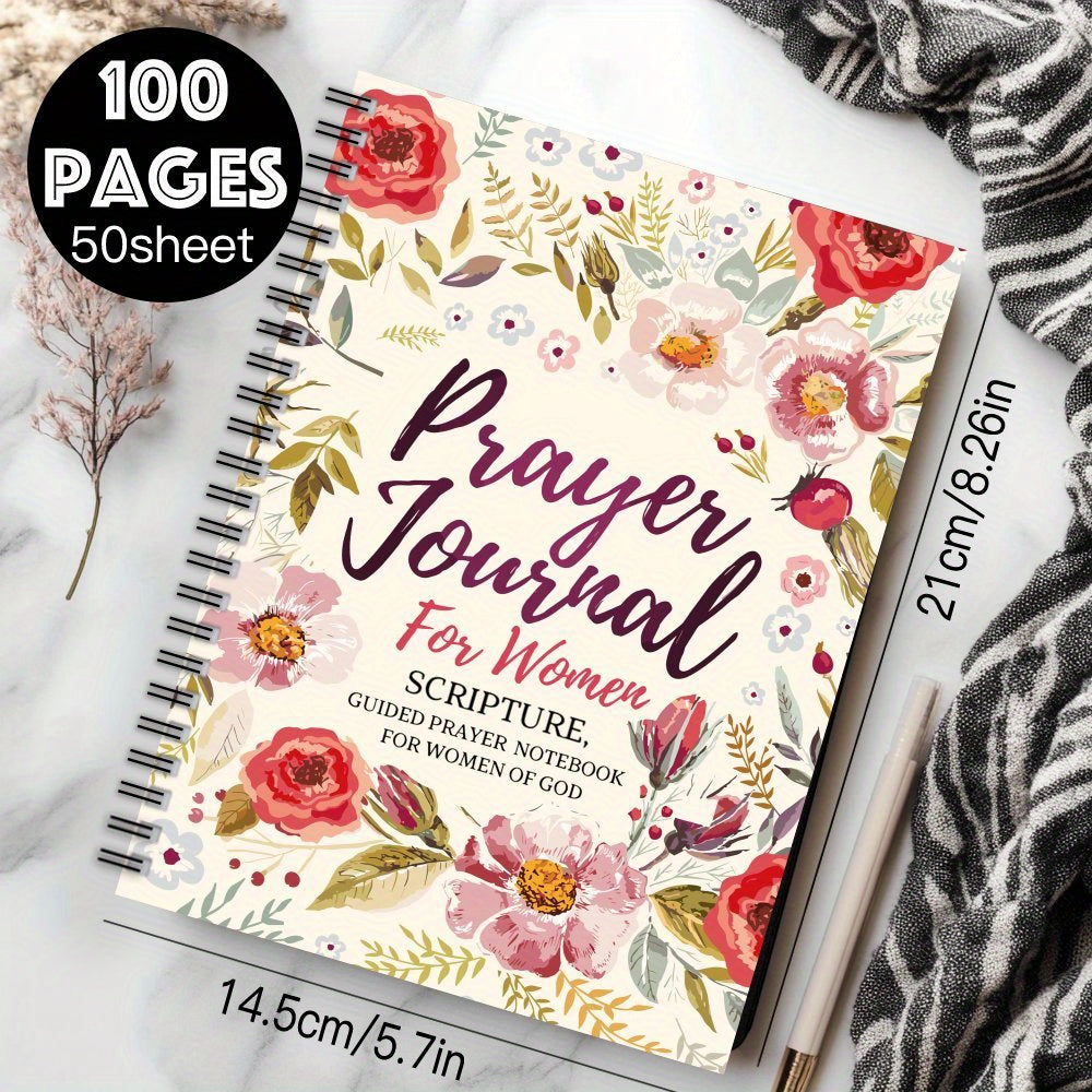 Inspirational Spiral Notebook Floral Cover 100 Pages Christian Gift