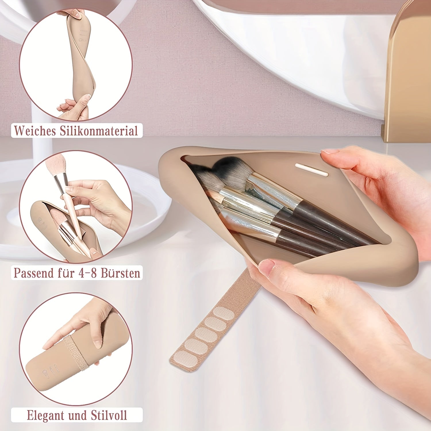 Silicone Makeup Brush Holder Waterproof Case for Women and Girls
