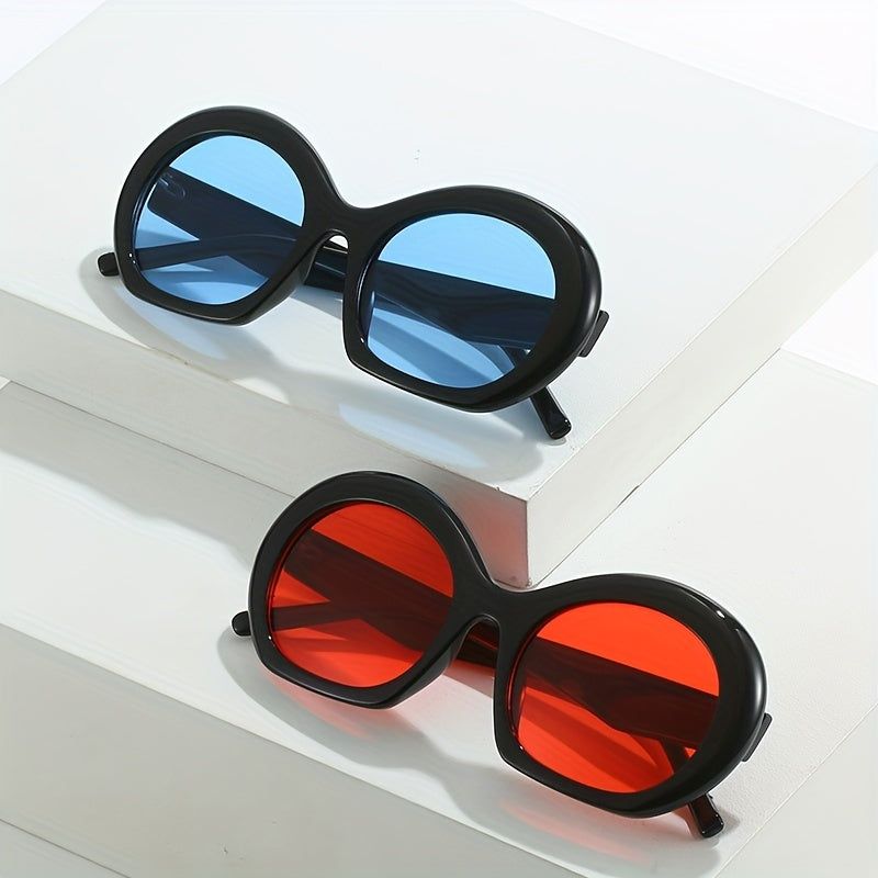 Y2K Oversized Tinted Lens Sunglasses For Women Men Round Inflated Frame Glasses